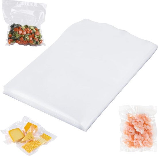 vacuümzakken, voor levensmiddelen, 20 x 30 cm, 50 stuks, BPA-vrij, kookvast, voor vacuümverpakkers en folielasapparaten, ideaal voor sous-vide zakken, vacuümfolie, vacuümzakken.