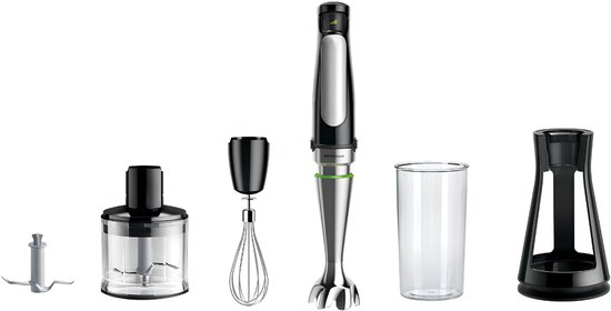 VALI® Staafmixer Set - 1000 Watt - Met Hakmolenopstelling - Staafmixer - Zwart/Grijs - 7cm x 7cm x 39cm