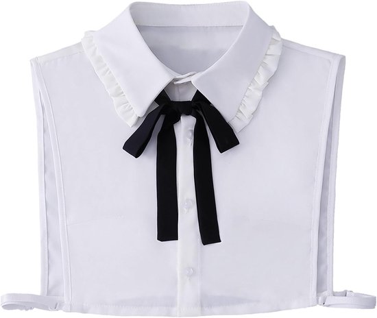 Valse Kraag van Chiffon voor Dames met Kant, Afneembare Halve Blouse Kraag voor Meisjes en Vrouwen van Merkloos
