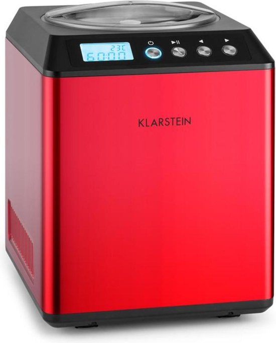 Vanilla Sky roomijsmachine compressor 2l 180W edelstaal rood van Merkloos