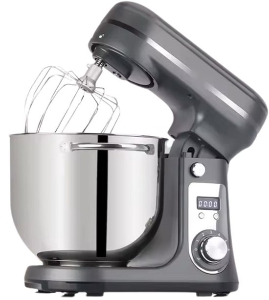 Vedder House - Keukenmachine - Grijs - 6 liter - 1200 Watt - Keukenmixer - 6 snelheden - Vaatwasserbestendig van Merkloos