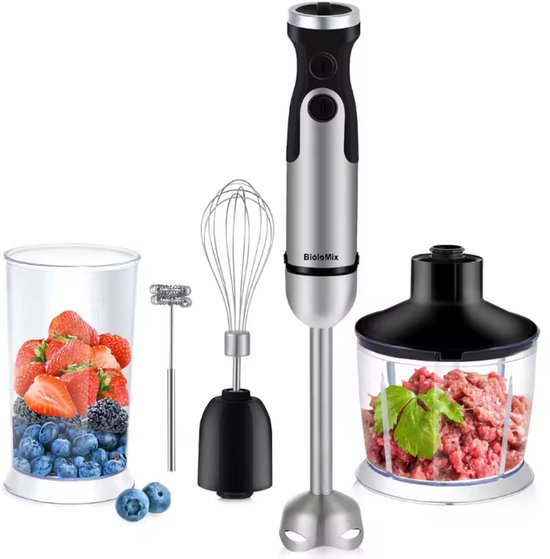 Vedder House - Staafmixer - 5-in-1 - inclusief groentehakker, vleesmolen, garde en smoothiebeker van Merkloos