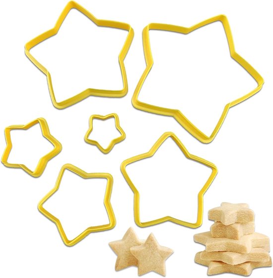 Veelzijdige koekjessnijders set van 6 stuks voor het maken van sterren, donuts en mini koekjes, ideaal voor thuis en bakplezier van Merkloos