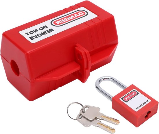Veiligheidslockout kit voor elektrische apparaten met 1,5 inch hangslot voor industrieel en chemisch gebruik - inclusief grote lockbox en 38 mm hangslot, ideaal voor thuisgebruik en werkplekveiligheid