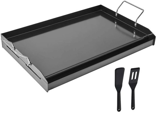 Velori Grillplaat RVS - Universele BBQ Grillplaat - Bakplaat voor Gasbarbecue - Platte Plancha Grillplaat - 61 × 40,5 cm - Hittebestendig tot 260°C