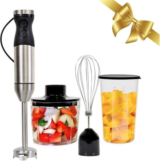 VELTRR® Staafmixer - Hakmolen - Keukenmachine - Zwart en Zilver van Merkloos