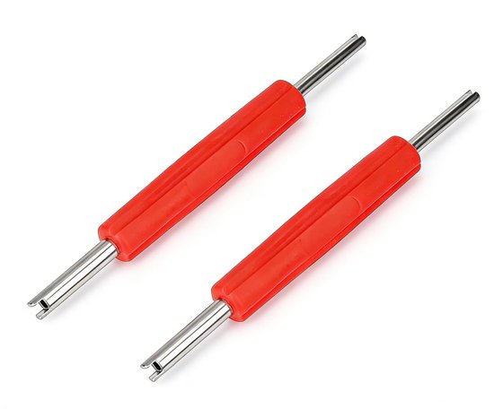 Ventielverwijderaar, 2 stuks roestvrijstalen ventielsleutel, autoventiel, bandenventiel, ventielverwijderaar, geschikt voor auto/motorfiets/fiets bandenreparatiegereedschap (rood)
