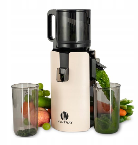 Ventray MAX120 Slowjuicer - Koudpers Sapcentrifuge - Stil & Hoog Saprendement - crème