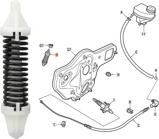Verbeterde Koppeling Veer voor Clutch Pedalen - Geschikt voor Signum, SAAB 9-3 en Vectra C Sedan - 2 Stuks met Verbeterde Prestaties