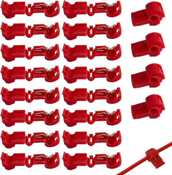 Verbindingsklemmen voor robotmaaier, 20 stuks, T-aftakconnector voor begrenzingskabel en laadstation, weerbestendige kabelklemmen voor robotmaaier, kabelverbinding