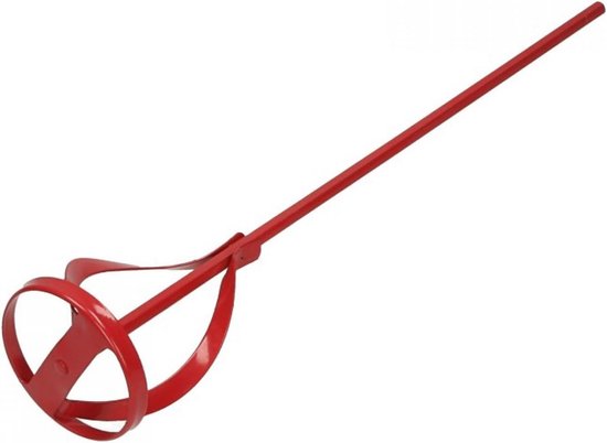 Verfmengkraan Roerstaaf - Mortelmixer Opzetstuk - Verf Mortel Mengen - Zeskant Houder - 8x40cm - rood