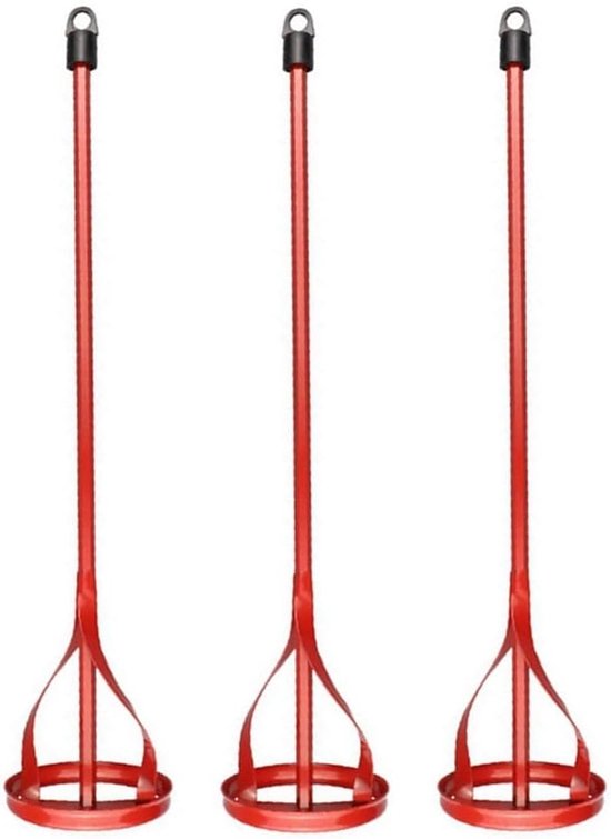 Verfmengpeddels Set - Stalen Mengstaven - Gelijkmatig Mengen - Zesassige Stabiliteit - 3 Stuks - Rood