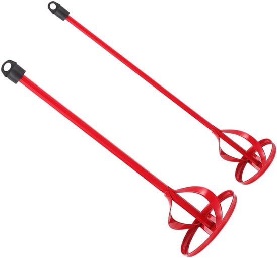 Verfmixer Booropzetstuk - Betonmengstaaf Mengstaaf - Verf en Cement Mengen - Stalen Mengstaaf - 42 cm - Rood