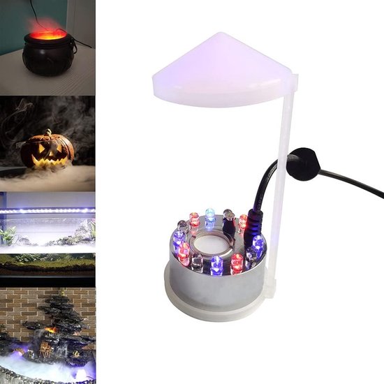 Vernevelaar, mini-mistmachine, Halloween, heksenketel-decoratie, 12 leds, mistfontein