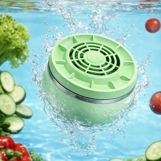 Verpakking van 1 stuk - Fruit- en groentewasser - Draagbare fruitwasser - Huishoudelijk keukenartikel - Verwijdert pesticideresten - IPX7 waterdicht - Magnetisch opladen-Geschikt voor het wassen van fruit, groenten, vlees, enz. - 10,4*10,4*6 cm-Groen