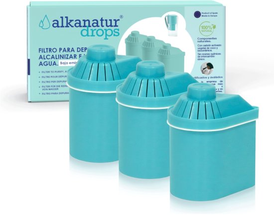 Verpakking van 3 alkanatur druppels filters met lage magnesiumemissie 3 eenheden|Pack of 3 alkanatur drops low magnesium emission filters 3 units|Lot de 3 filtres à faible émission de magnésium alkanatur drops 3 unités van Merkloos