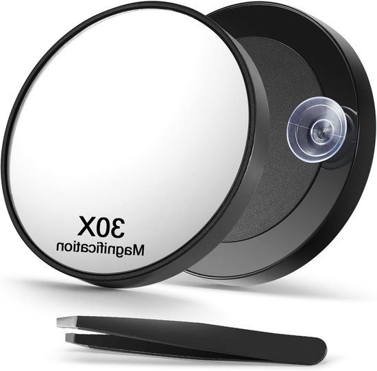Verplaatsbare make-up spiegel van 9 cm met 2 precisie pincetten, ideaal voor make-up en ontharing, perfect voor onderweg