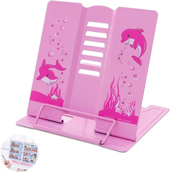 Verstelbare Boekstandaard voor Thuis en Kantoor, Ideaal als Kookboekhouder en Leesstandaard, Roze Kleur van Merkloos