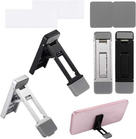 Verstelbare en Opvouwbare Laptopstandaard met Silicone Pads voor Thuis en Kantoor - 4 Stuks, Mini en Draagbaar van Merkloos