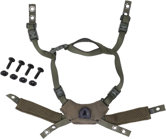 Verstelbare Helm Kinband met Bevestigingssysteem, Inclusief 4 Schroeven en 4 Moeren voor MICH en Wendy Helmen, Veiligheidsaccessoire voor Militairen en Outdooractiviteiten van Merkloos