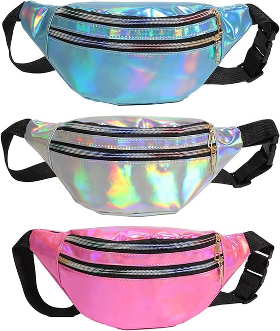 Verstelbare Holografische Heuptas voor Dames - Kleurige PU Leren Schoudertas, Ideaal voor Feestjes en Festivals, Ruim en Stijlvol