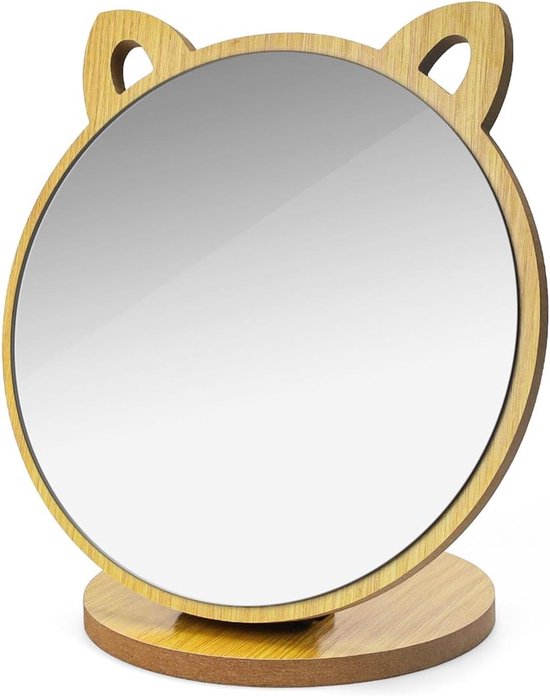 Verstelbare Katvormige Make-up Spiegel voor Tafel, Badkamer en Slaapkamer met Standaard en Compact Ontwerp van Merkloos