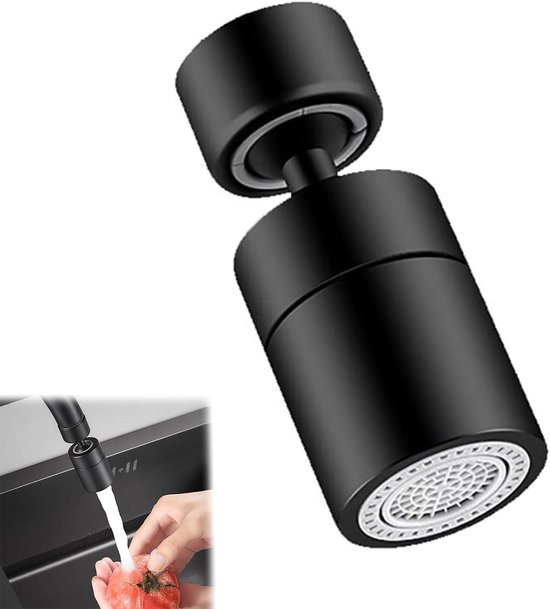 Verstelbare Keukenkraan Sprayer met 360° Draaibare Uitloop, Ideaal voor Keuken en Badkamer, Zwart, Handig en Functioneel Accessoire van Merkloos