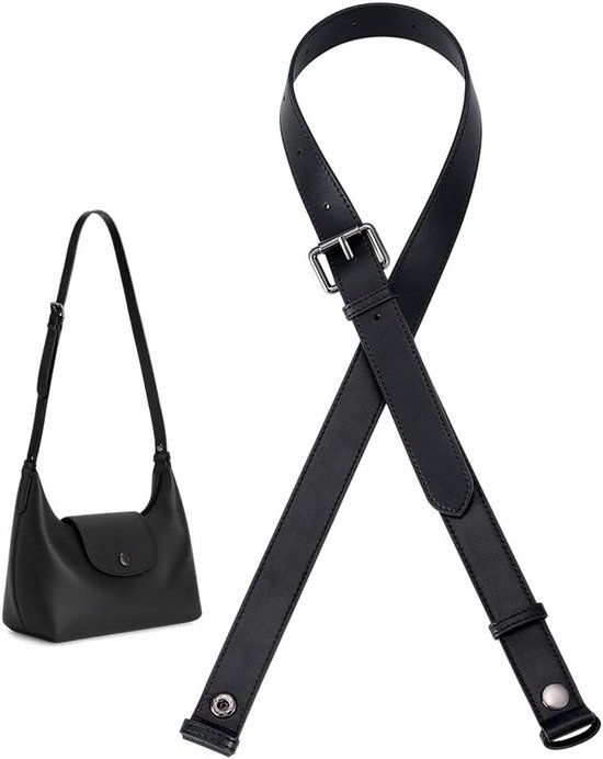 Verstelbare Leren Tasriem van 108 cm, Zwart, 4.3 cm Breed, Ideaal als Schouderriem voor Handtassen en Rugzakken van Merkloos