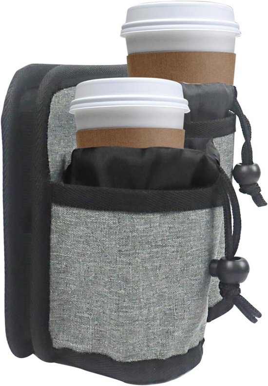 Verstelbare Luggage Cup Holder Sleeve met Divider voor Flessen en Koffers - Ideaal voor Reizigers en Stewardessen, Grijs
