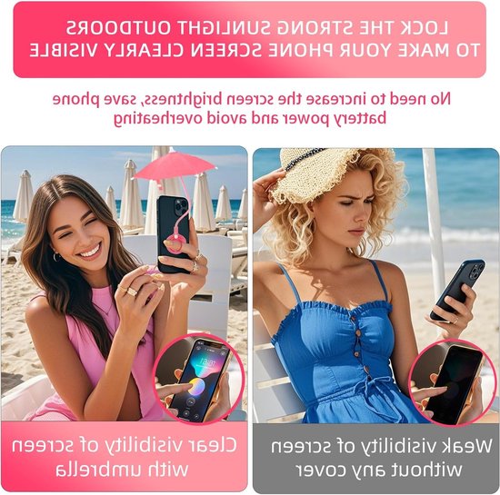 Verstelbare Magnetische Telefoon Parasol voor Smartphones - Zonbescherming voor iPhone en Android Apparaten (Roze) van Merkloos