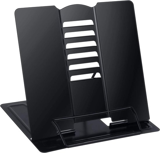 Verstelbare metalen boekensteun voor keuken, opvouwbaar en multifunctioneel leesstandaard (Zwart) van Merkloos