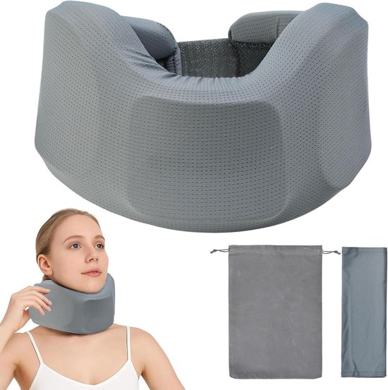 Verstelbare Neksteun, Zachte Kraag voor Slaap, Ademend en Ondersteunend voor Nekpijn, Inclusief Opbergtas en Beschermhoes voor Dagelijks Gebruik door Vrouwen van Merkloos