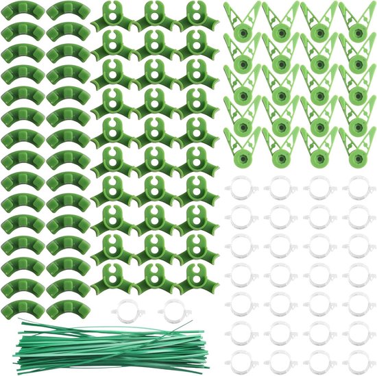 Verstelbare plantenclips voor training van bloemen en wijnstokken, 160 stuks, 360° en 90° groeiaccessoires, lage stress kunststof clips van Merkloos