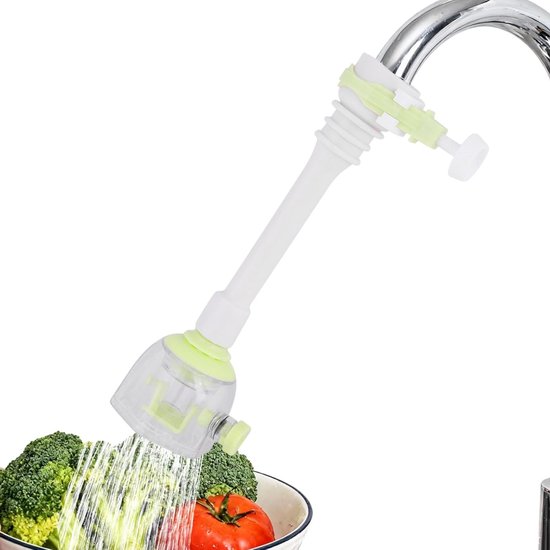 Verstelbare waterbesparende kraanverlenging voor keuken, spuitwaterdicht en eenvoudig te installeren (18 cm, groen) van Merkloos