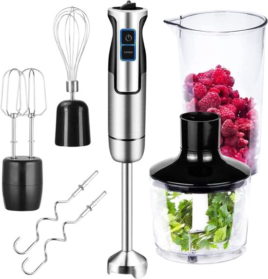 Verte - Staafmixer - 1200 W - Met Turbofunctie En Snelheidsregeling - Elektrische Multifunctionele Staafmixer - Inclusief 6-Delige Accessoireset van Verte