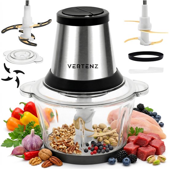 Vertenz Chop 20 - Elektrische Hakker - Glazen Kom - Keukenmachine - Zwart