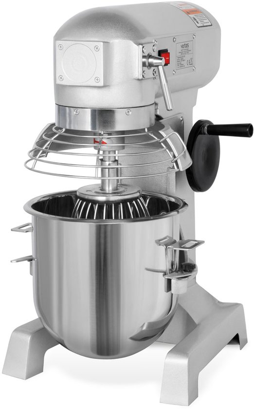 VERTES Professionele deegkneder, deegmachine met planetaire mengarm, inhoud 10 l, roestvrijstalen mengkom, mengblad, deeghaken en garde, 2 snelheden: 170 en 340 rpm