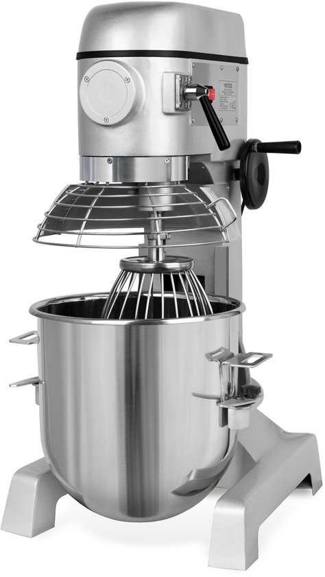 VERTES Professionele deegkneder, deegmachine met planetaire mengarm, inhoud 30 l, roestvrijstalen mengkom, mengblad, deeghaken en garde, 3 snelheden: 142, 234 en 429 rpm van Merkloos