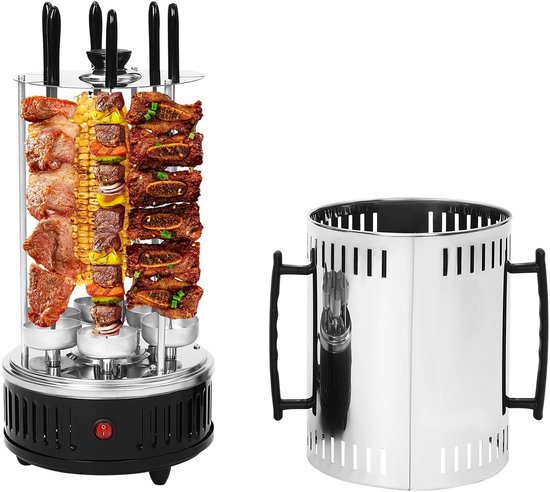 Verticale Grill - Kebab Grill - Doner Grill - Roterend - Elektrisch - 1000 W - 6 Spiezen