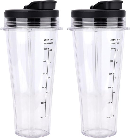 Vervangbekers met Deksel voor Blender - 2 Stuks, Geschikt voor Blender Modellen en Perfect voor Smoothies en Sapjes