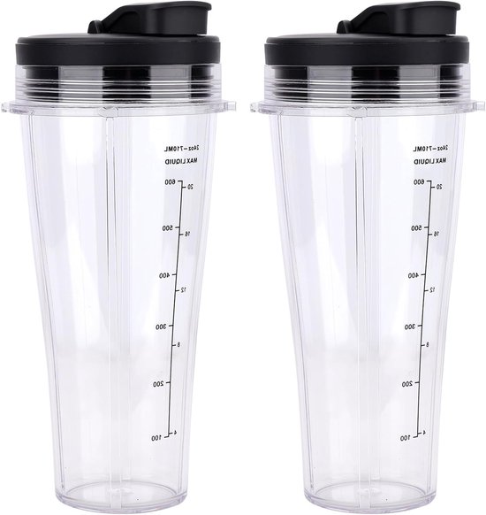Vervangbekers met deksels voor Ninja Blender - 2-pack blenderonderdelen voor smoothies, sap en shakes van Merkloos