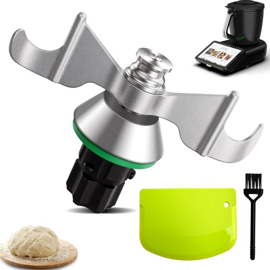Vervangend Deegmes van Roestvrij Staal 304 voor Thermomix, Antiaanbaklaag, Inclusief Deegschraper en Reinigingsborstel, Ideaal voor Bakken en Koken