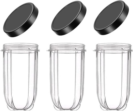 Vervangende Bekers 16 oz - 3-Pack met Deksel voor Blender en Juicer, Geschikt voor Keukenapparatuur van Merkloos