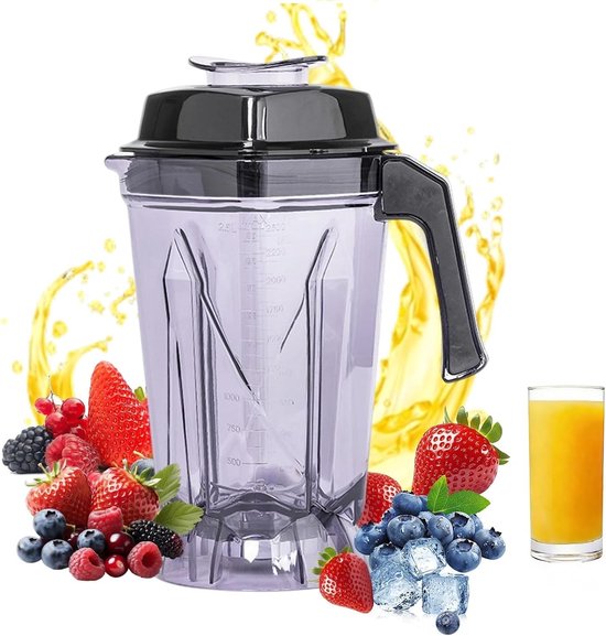 Vervangende Blender Kruik 60 oz voor Smoothies, Soepen en Bevroren Fruit - Transparante Blender Container voor Diverse Blender Modellen