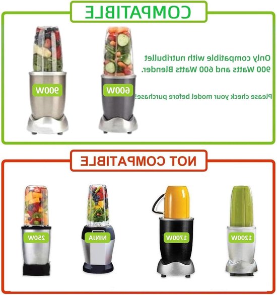 Vervangende Blenderbekers 24oz voor NutriBullet Pro 900w/600w - Set van 2 met Flip Top Deksel voor Gemakkelijk Meenemen