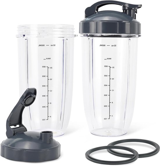 Vervangende Blenderbekers 32oz met Flip Top To-Go Deksels voor Smoothies en Shakes (2-Pack) van Merkloos