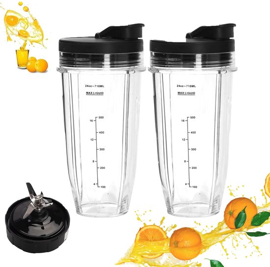 Vervangende Blenderbekers 680ml - Inclusief Afsluitbare Deksel - Geschikt voor Nutri Auto IQ Series van Merkloos