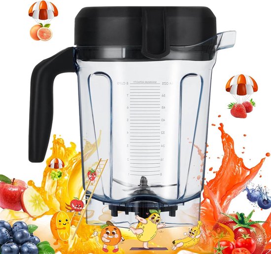 Vervangende Blenderkan - Blenderbeker Mixbeker - Smoothies Maken - BPA-vrij Materiaal - 64 oz - Transparant