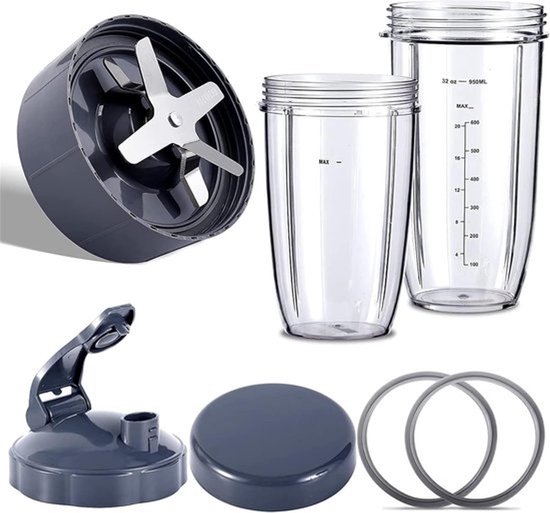 Vervangende blenderonderdelen - Blenderaccessoires - Smoothies maken - Duurzaam roestvrij staal - 32oz- en 24oz-bekers - Fotokleur