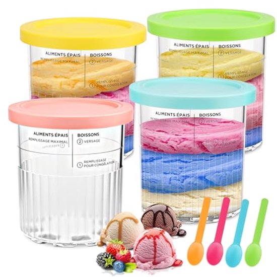 Vervangende containers voor 680 ml ijsmachine, vaatwasmachinebestendig, lekvrij, set van 4 van Cuisinart